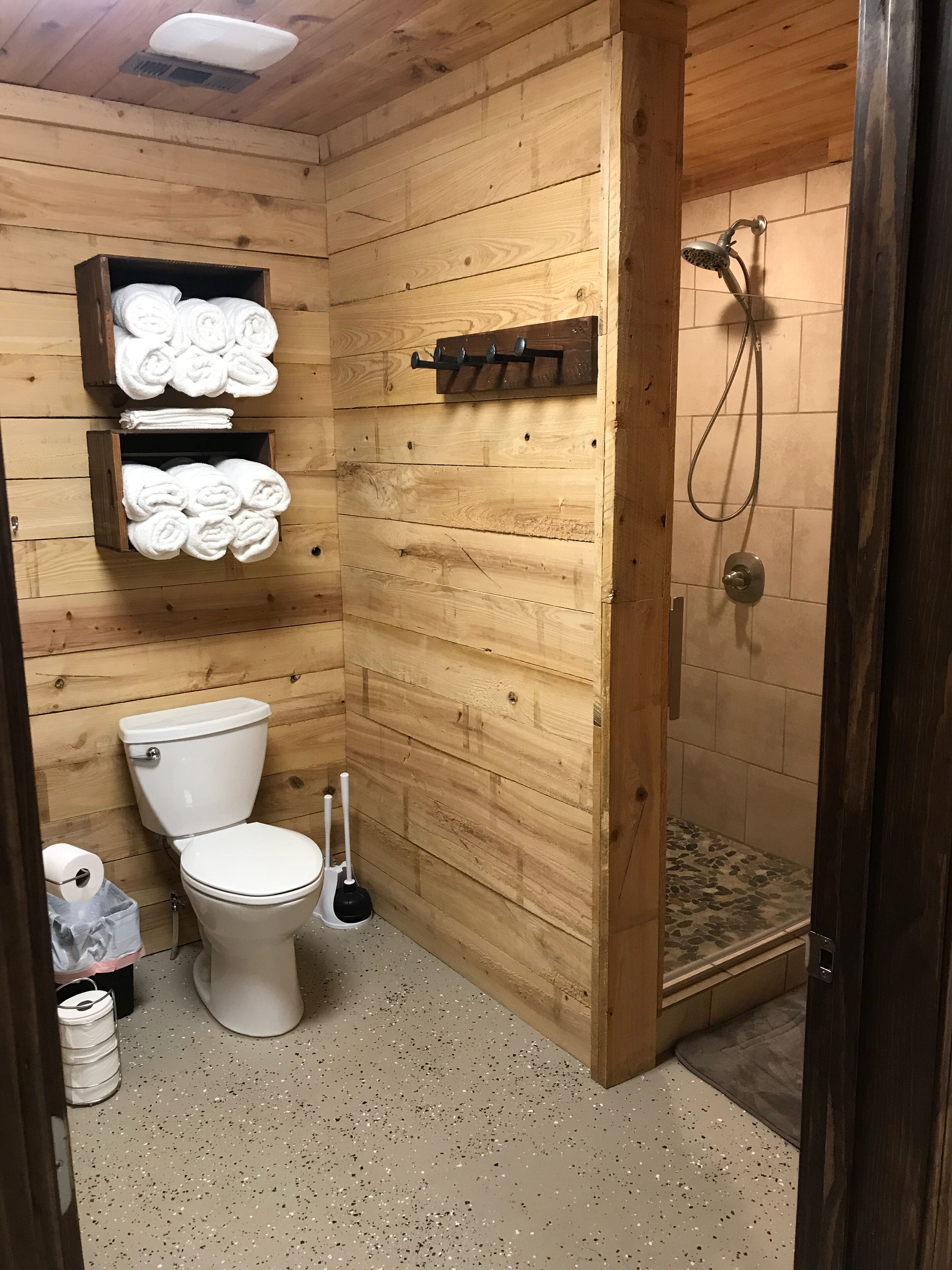 Shower, towels, soap