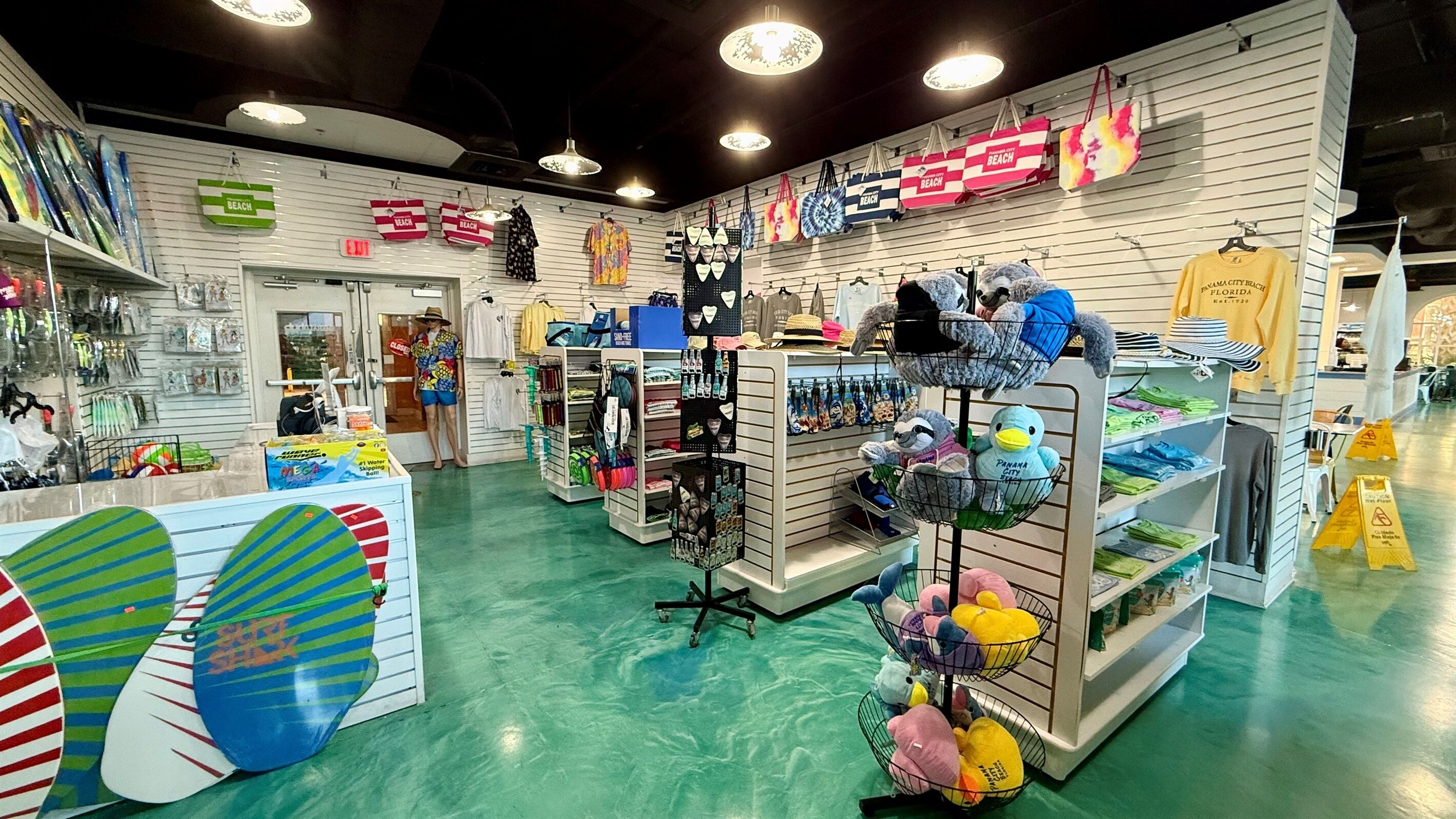 A beach-themed retail store with various beach accessories and souvenirs.