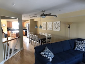 Télévision, cheminée, lecteur de DVD, chaîne hi-fi