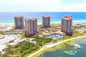 On the beach, sun loungers