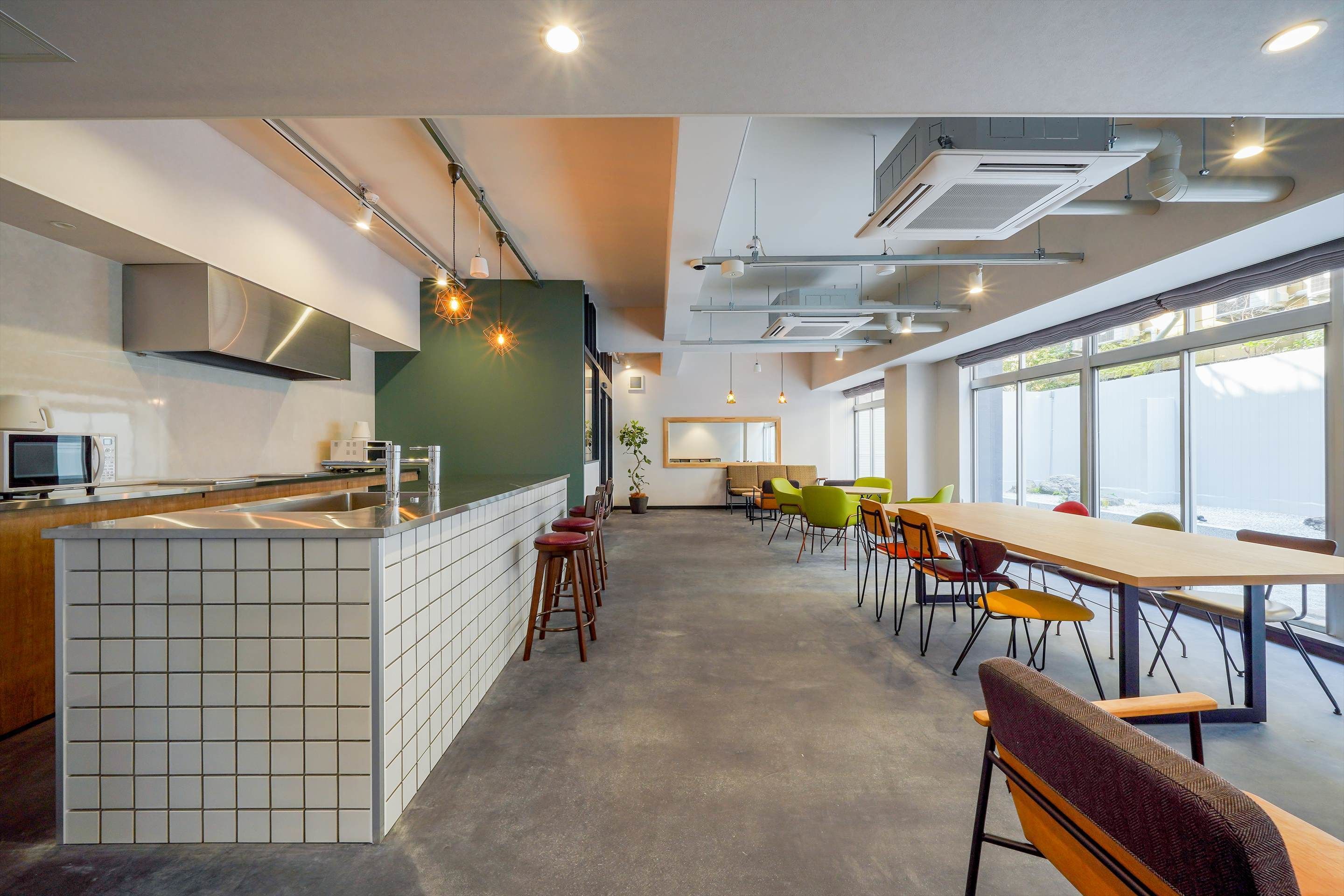 Fridge, microwave, electric kettle