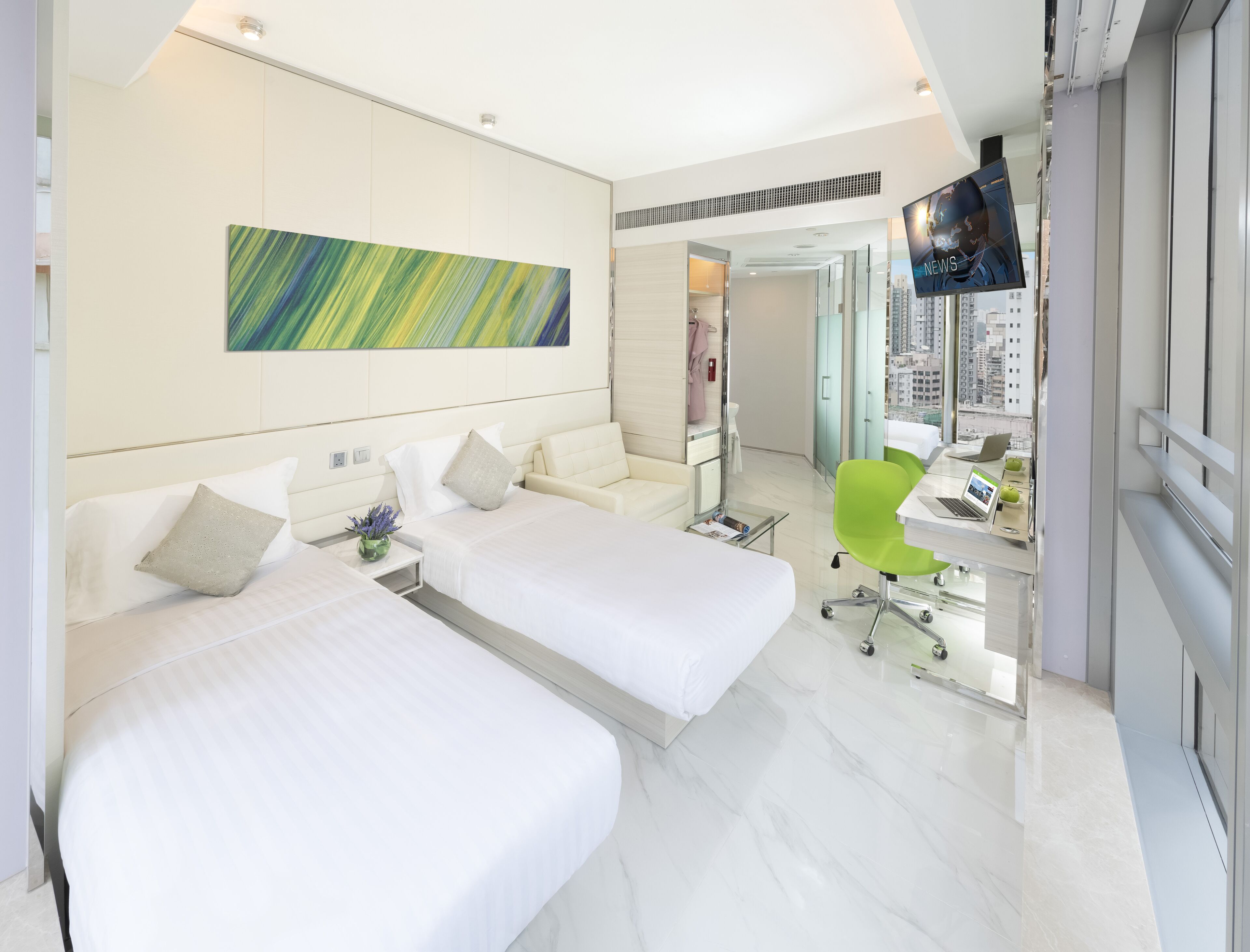 ibusiness deluxe family room (2 single beds) | in-room safe, desk, blackout curtains, soundproofing