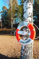 På stranden, rodd/paddling och fiske