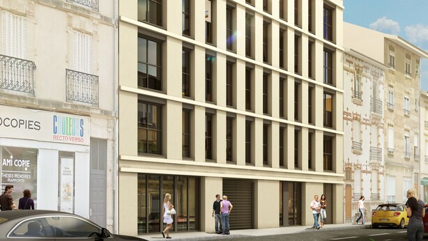 A modern building with a grid of windows and a flat facade. - KOSY Appart’Hôtels – Art’ & Facts (Nancy)