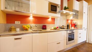 Luxury Apartment, Multiple Beds, Non Smoking, City View | Private kitchen | Full-size fridge, microwave, oven, stovetop