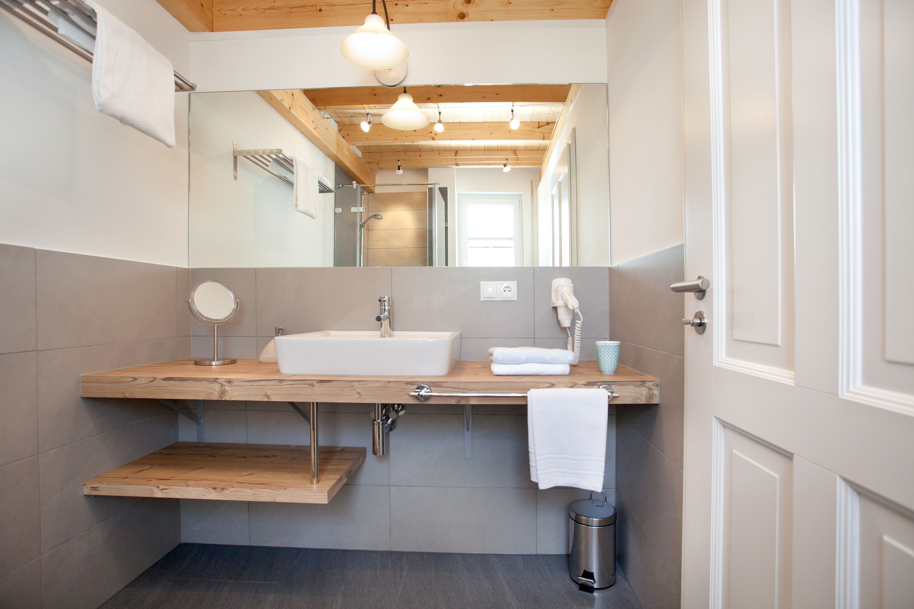 quadruple room | bathroom | hair dryer, towels, soap, shampoo