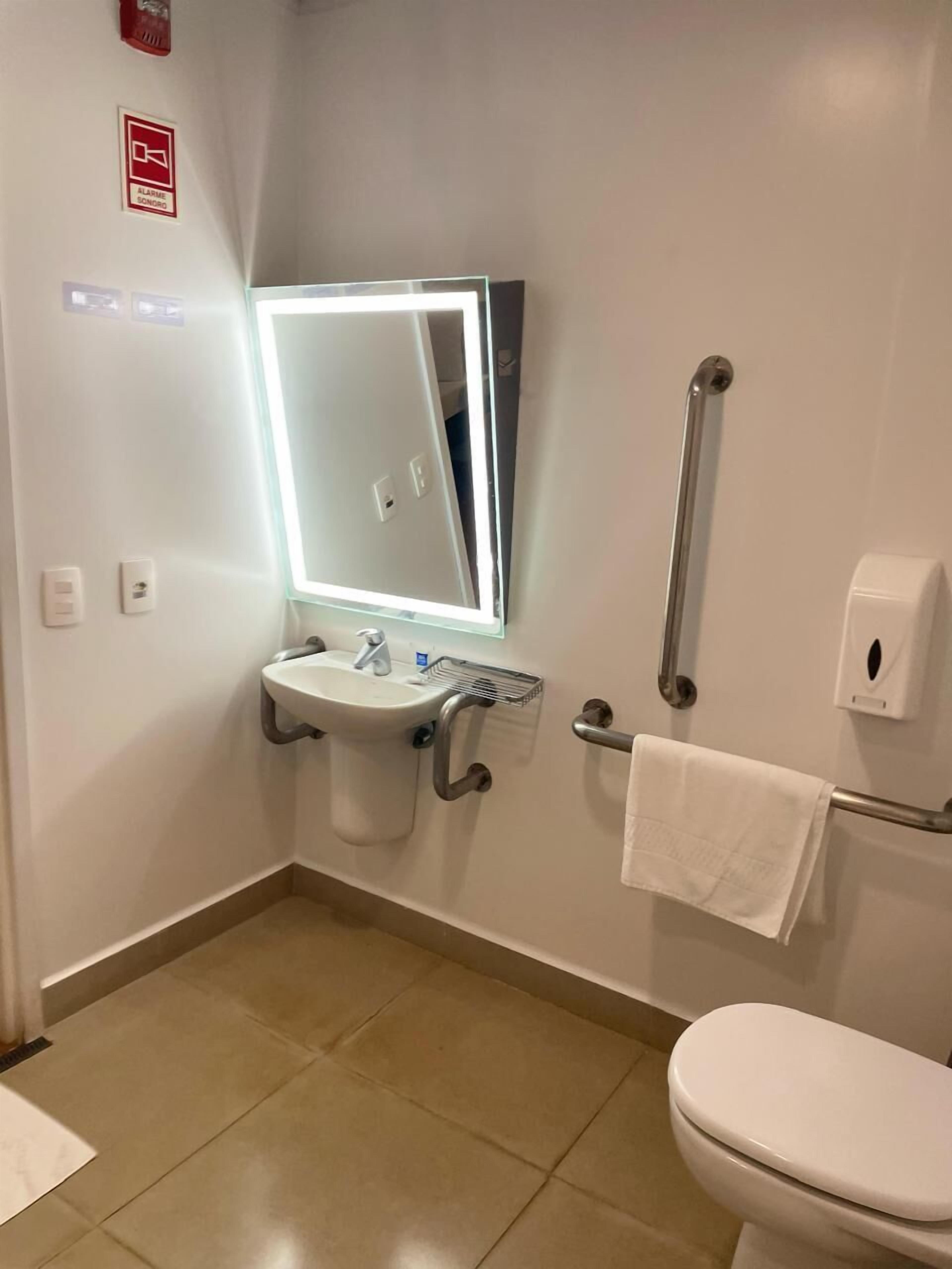 room, 1 double bed, accessible (accessible) | bathroom | shower, eco-friendly toiletries, hair dryer, towels