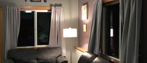 TV, DVD player, books, video library