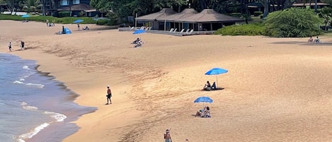Plage à proximité, chaise longue, serviettes de plage