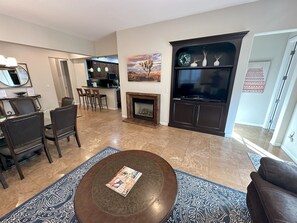 TV, fireplace, stereo