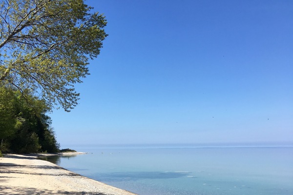 On the beach, sun-loungers, beach towels
