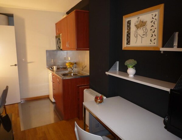 Microwave, cookware/dishes/utensils - Leon apartments with two rooms (León)