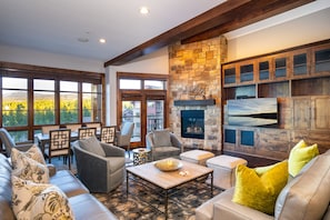 TV, fireplace, DVD player