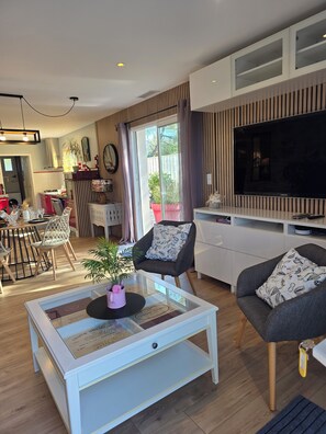 TV, DVD player, books