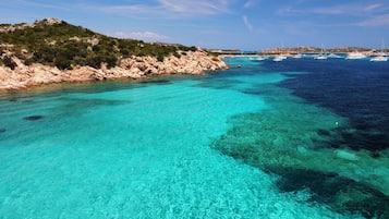 Chaises longues, serviettes de plage