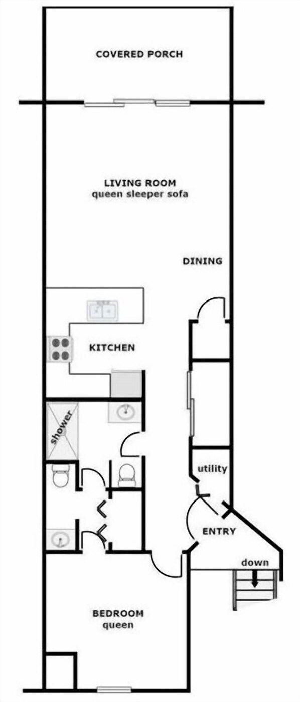 Floor plan - Aruba Sun - 1 BR Surf Condo - Great Views and Community Pool (Surf City)