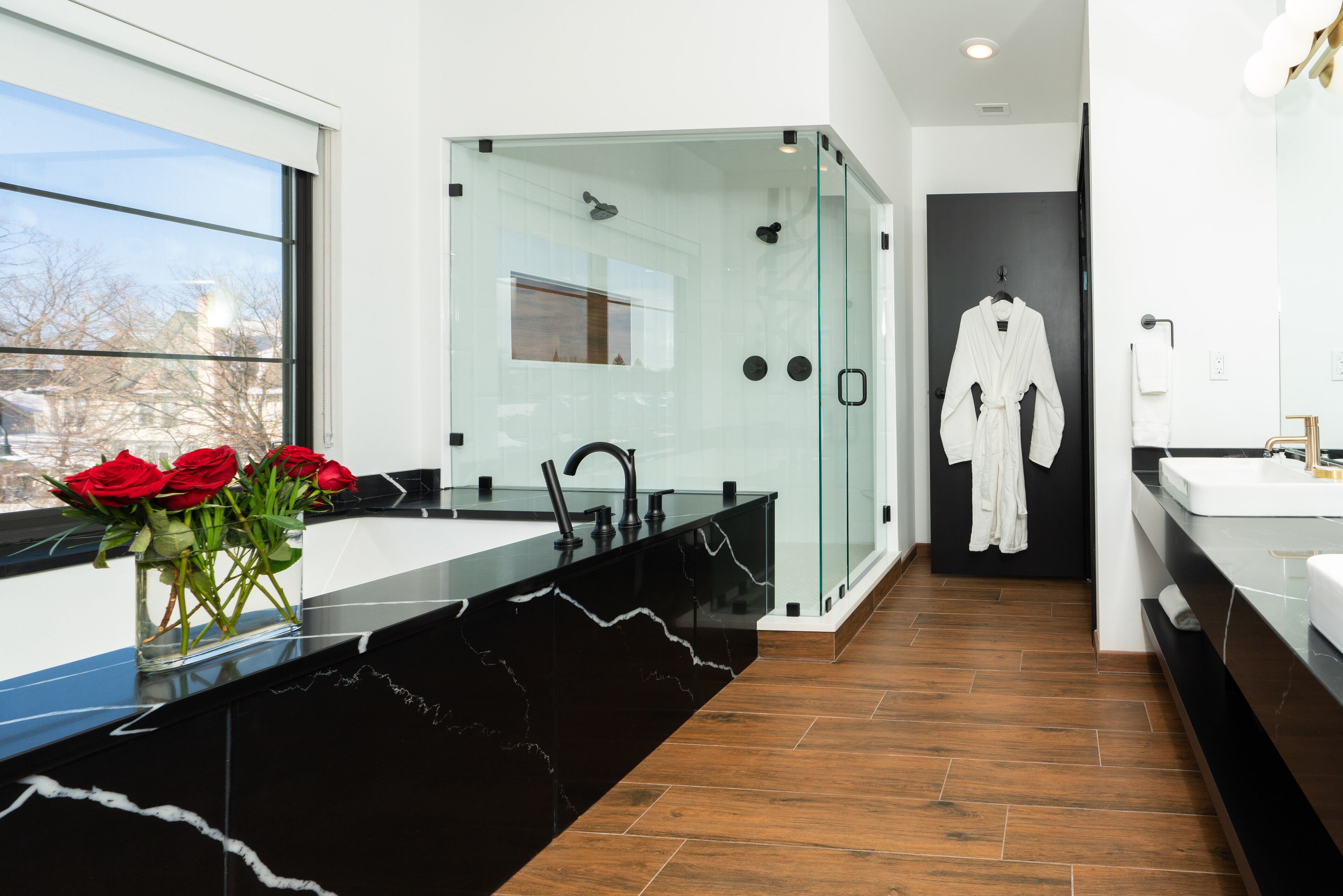 presidential suite | bathroom | designer toiletries, hair dryer, bathrobes, towels