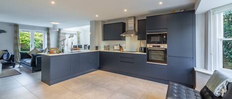 Fridge, microwave, dishwasher, high chair