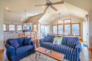 TV, DVD player, books, video library