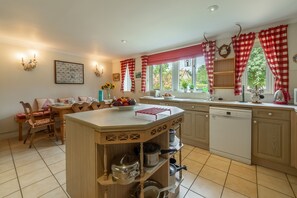 Fridge, microwave, dishwasher, dining tables - Saxon Shore Cottage, Burnham Deepdale, Norfolk (King's Lynn)