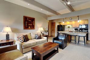 TV, fireplace, DVD player, video library
