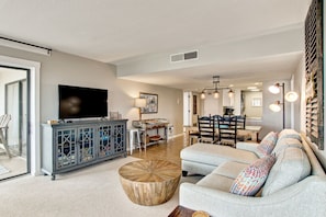 TV, DVD player - Oceanfront | Updated 2nd Floor Amelia Surf and Racquet Condo | Both Bedrooms Oceanfront (Fernandina Beach)