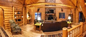 Smart TV, fireplace, ping pong, stereo - Private Executive Lakefront Log Cabin Lodge overlooking Little St. Germain Lake (St Germain)