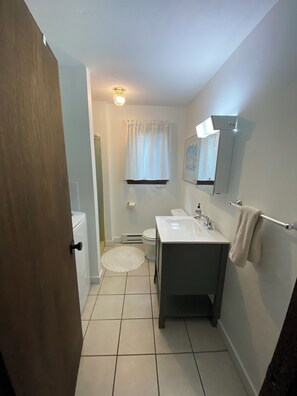 Ensemble douche/baignoire, sèche-cheveux, serviettes fournies