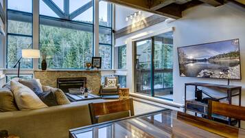 Smart TV, fireplace, stereo