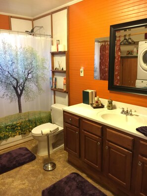 Ducha, secador de pelo y toallas