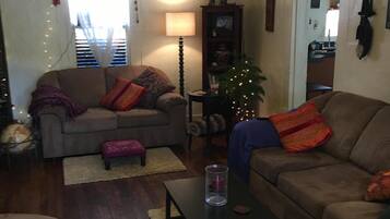 TV, fireplace, video games, DVD player