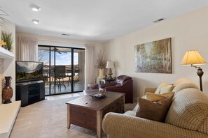 Télévision, cheminée, lecteur de DVD