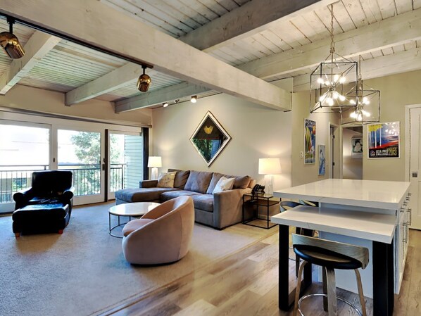 TV, fireplace, DVD player, video library