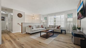 TV connectée, cheminée, Netflix, table de tennis de table