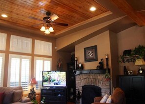 Televisión y chimenea