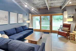 TV, fireplace, DVD player, video library