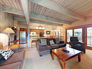 TV, fireplace, DVD player, video library