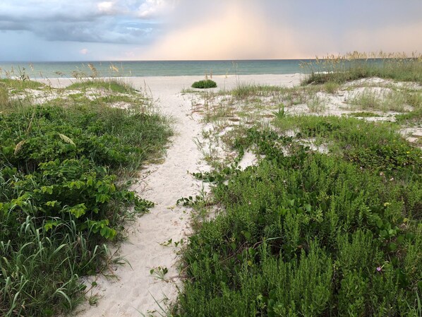On the beach, beach towels