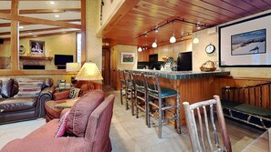 TV, fireplace, DVD player, ping pong