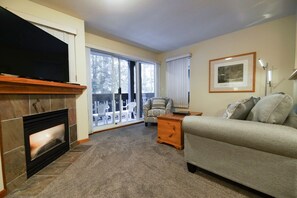 TV, fireplace