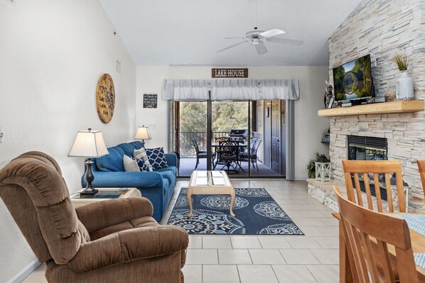 TV, fireplace, DVD player