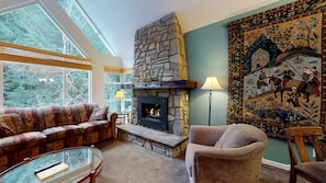 Living area with gas fireplace