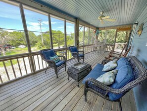 Terrace/patio - Beachbreak:  Spacious interior, screened porch and large deck. (Ocracoke)