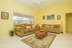 Flat-screen TV, DVD player, toys