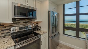 Fridge, microwave, oven, stovetop - South Seas Tower 3 1612- Stunning Beachfront Condo just Renovated (Marco Island)