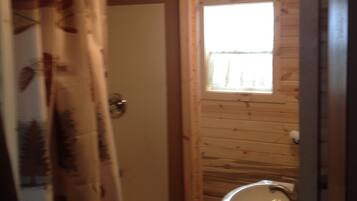 Shower, towels, toilet paper