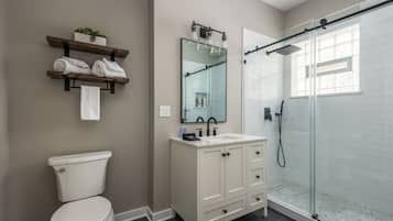 Combined shower/tub, hair dryer