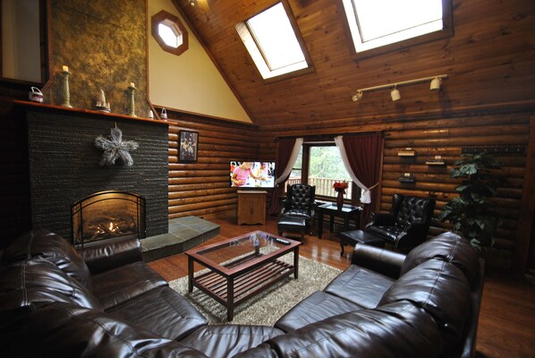Smart TV, fireplace, video games, DVD player