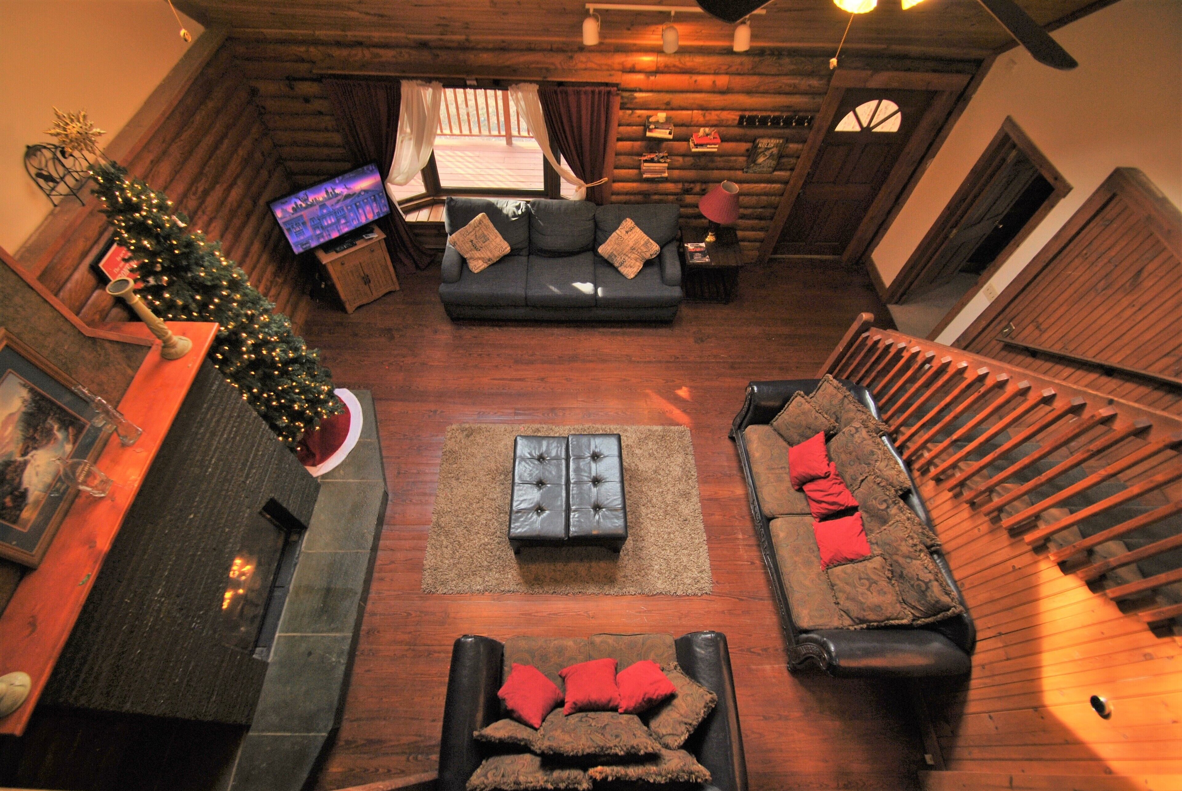 Smart TV, fireplace, video games, DVD player