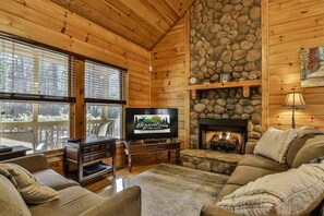 Fernseher, Kamin, DVD-Player